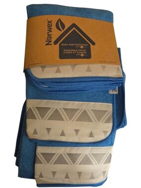 Norwex Blue and Cream Body & Face Towel 3 Piece Set